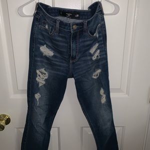 Hollister crop high waist destroyed jeans